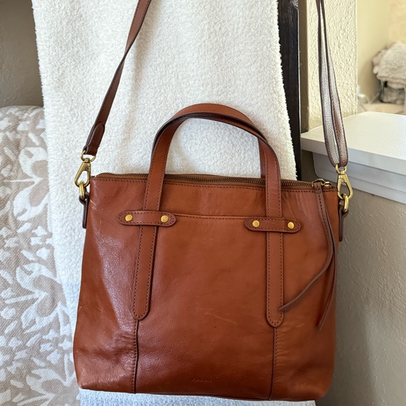 Fossil Handbags - Fossil Brown Leather Crossbody Bag
